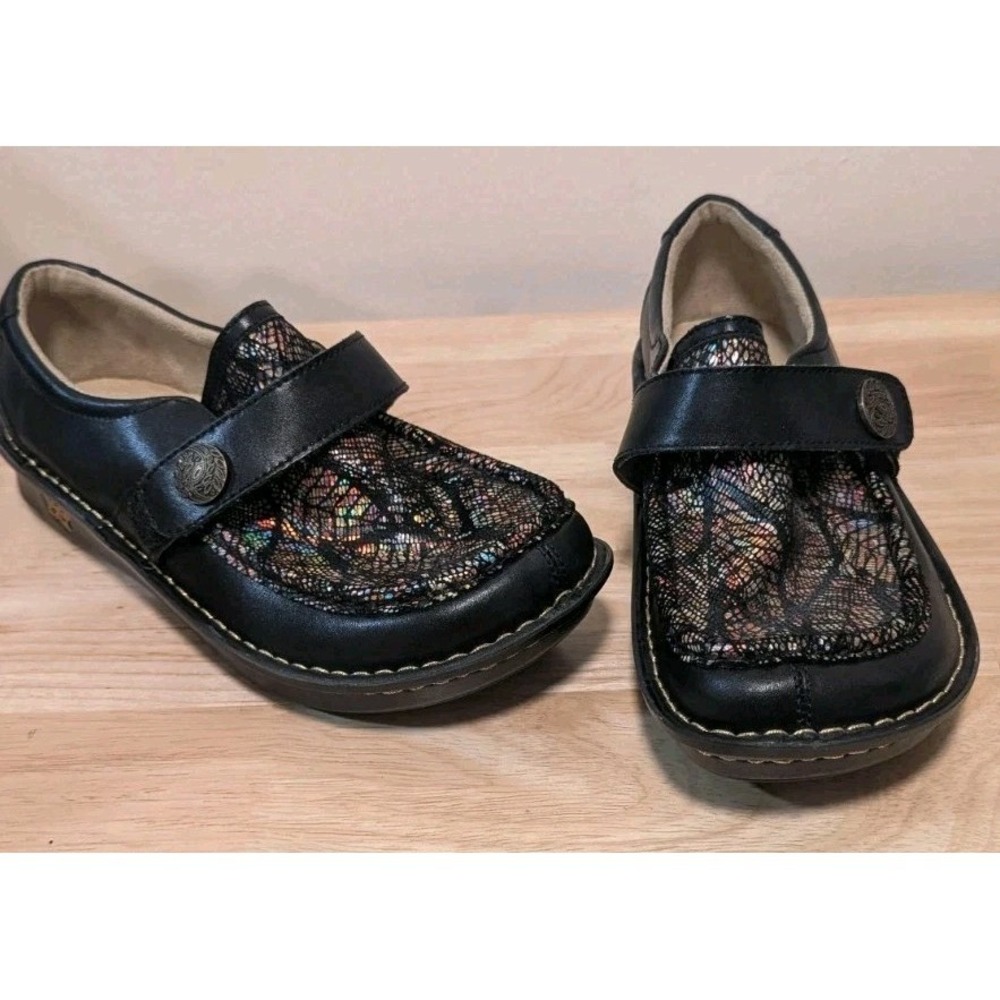 Alegria Marie Clog 38 US 8/ 8.5 Mosaic Slip On Leather Loafer Metallic Sparkly